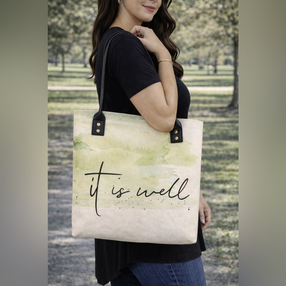 Gifts Of faith Canvas “It Is Well” Tote Purse Book Bag Amylee Weeks